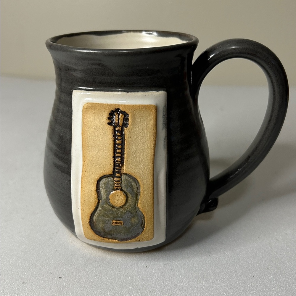 Joyful Clay Black and Tan Ceramic Mug 
4.5 in tall